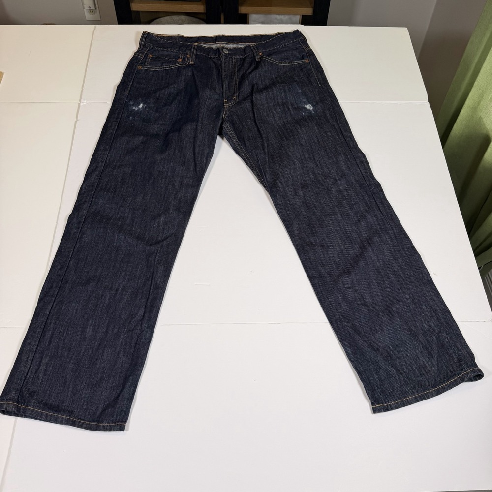 Levi's 569 Straight Leg Jeans Mens 34x32 Blue Denim Dark Wash Contract Stitching